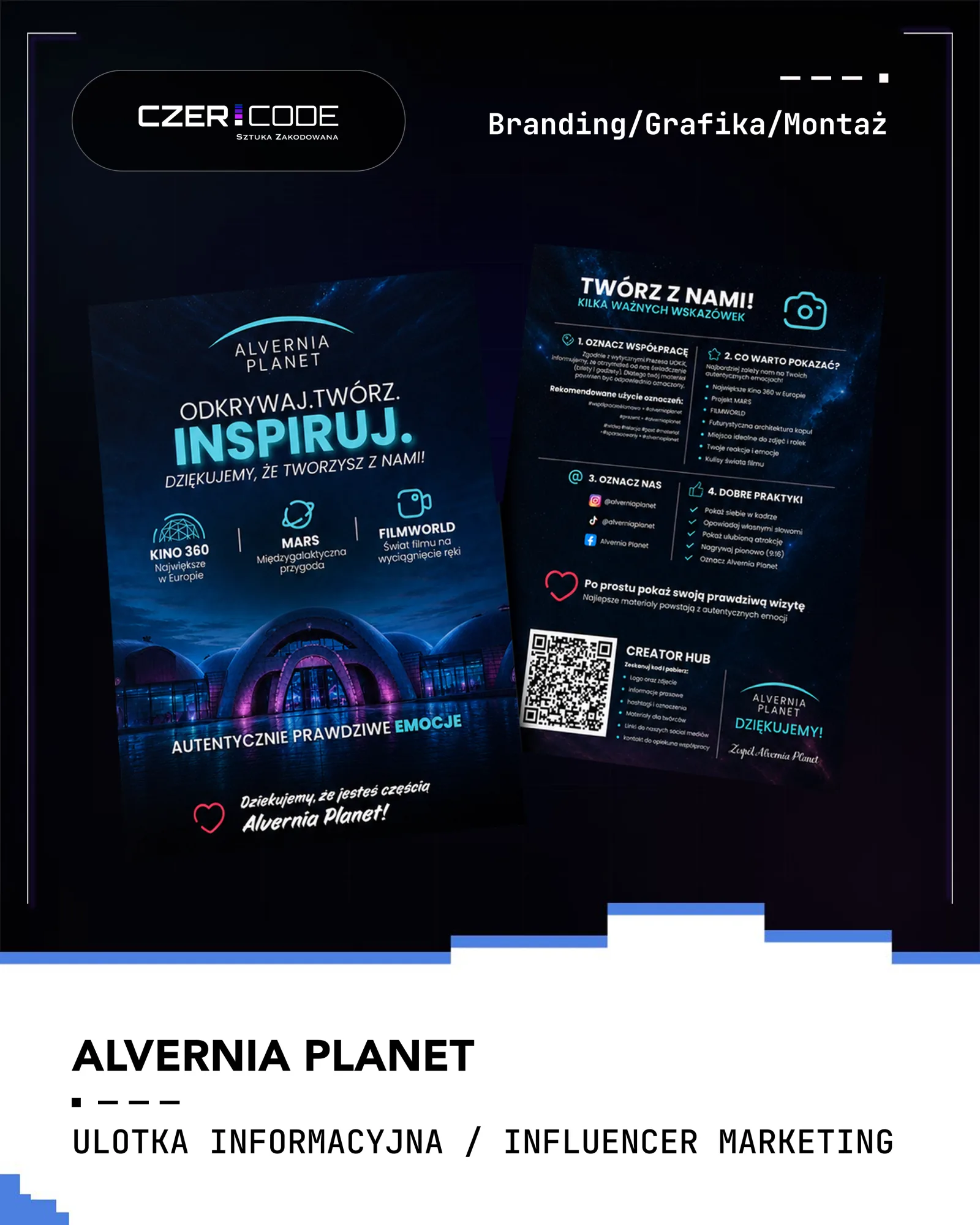 Plansza portfolio — ulotka informacyjna Alvernia Planet