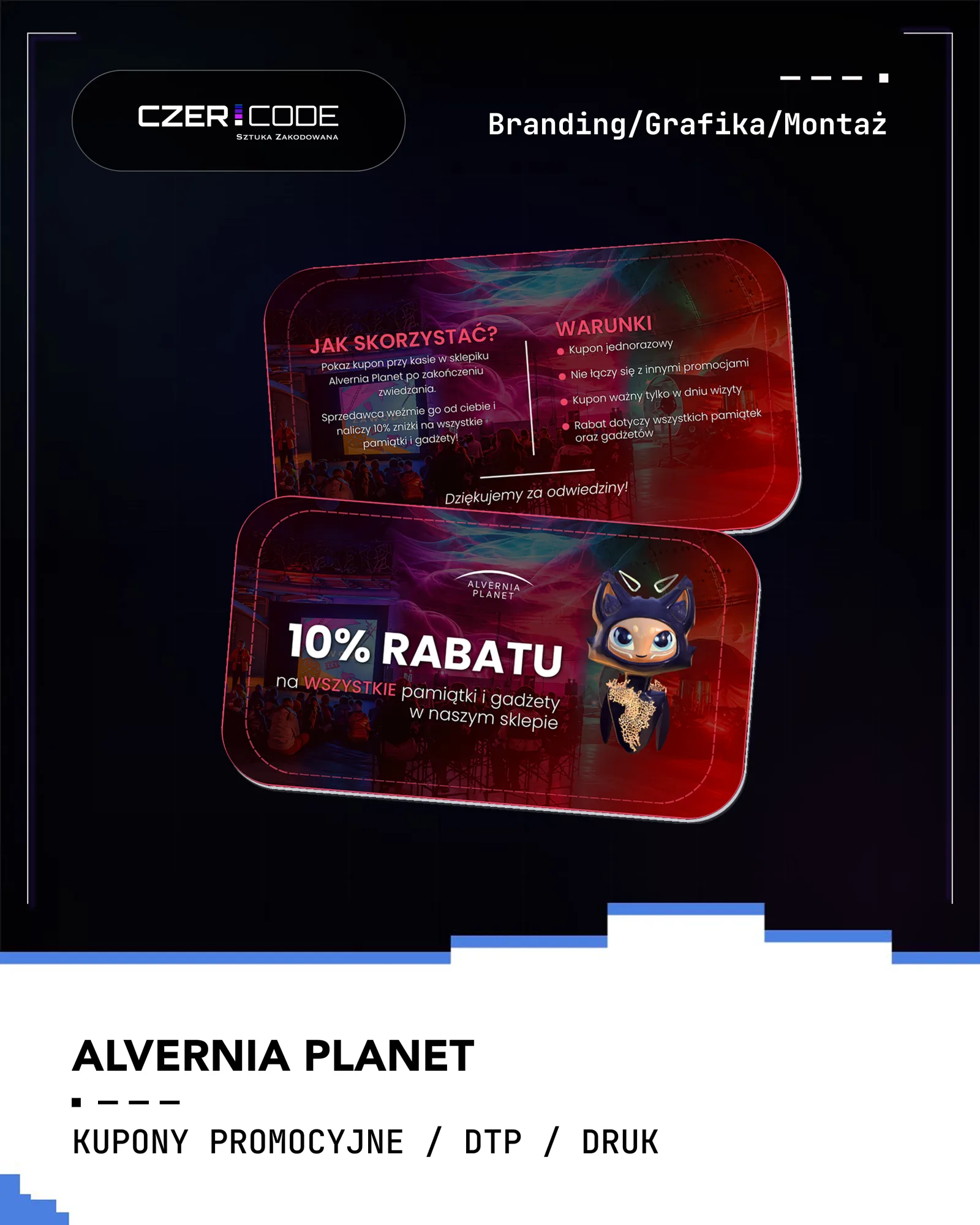 Plansza portfolio — kupony promocyjne Alvernia Planet, wersja druga