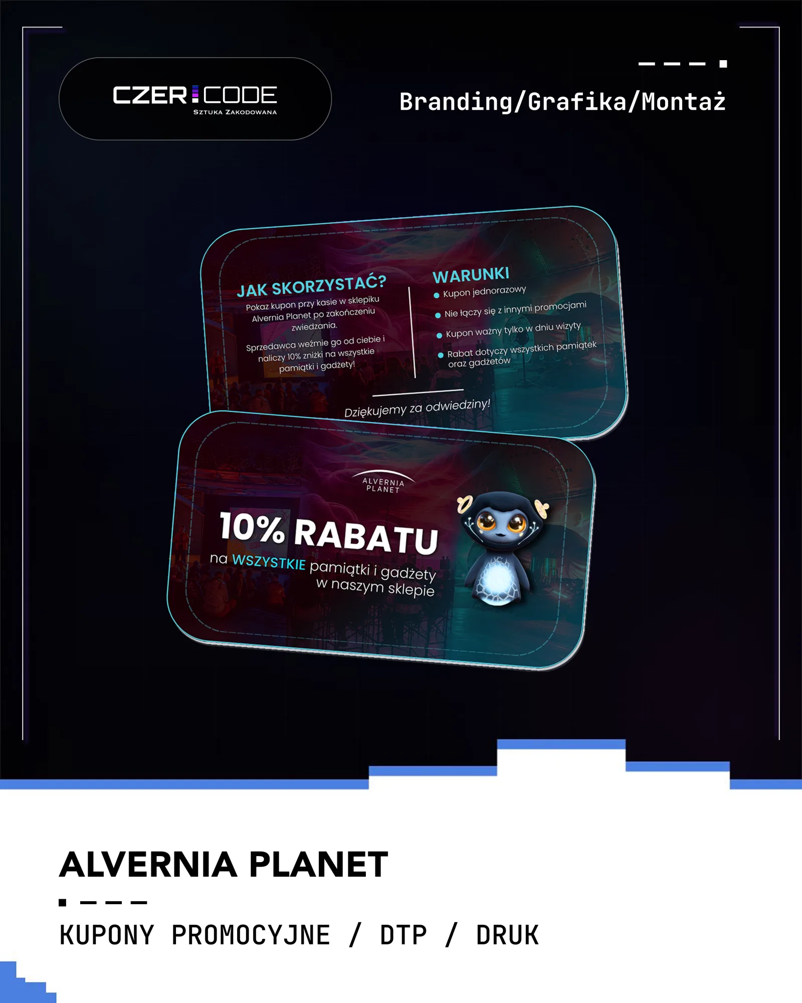 Plansza portfolio — kupony promocyjne Alvernia Planet