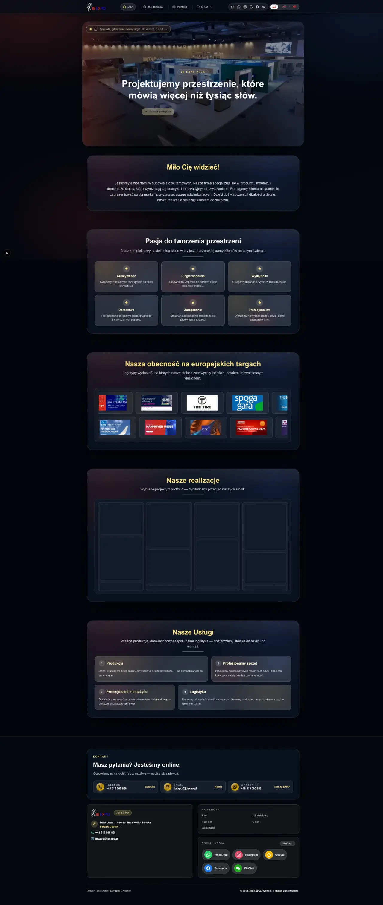 Pełny zrzut strony JB Expo